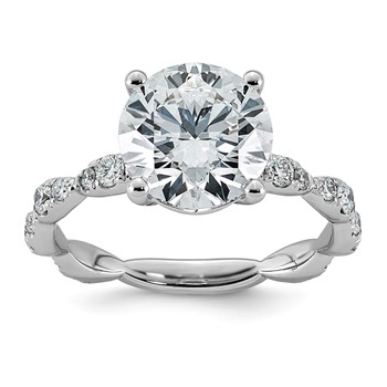 14kw 3 1/2ct Certified Round Center Lab Grown Diamond VS+ F+ Comp Ring