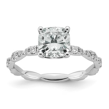 14kw 1 7/8ct Certified Cushion Center Lab Grown Diamond VS+ F+ Comp Ring