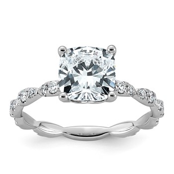 14kw 2 1/3ct Certified Cushion Center Lab Grown Diamond VS+ F+ Comp Ring