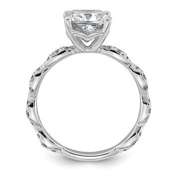 14kw 3ct Certified Cushion Center Lab Grown Diamond VS+ F+ Comp Ring — alternate view