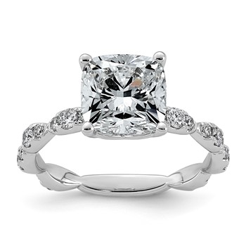 14kw 3 1/2ct Certified Cushion Center Lab Grown Diamond VS+ F+ Comp Ring