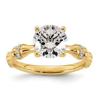 14ky 2ct Certified Round Center Lab Grown Diamond VS+ F+ Comp Ring