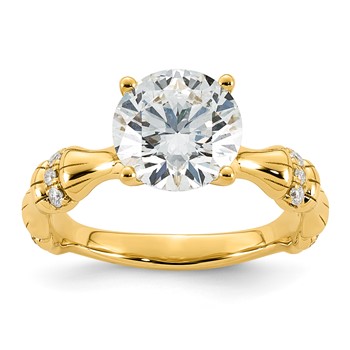 14ky 2 5/8ct Certified Round Center Lab Grown Diamond VS+ F+ Comp Ring