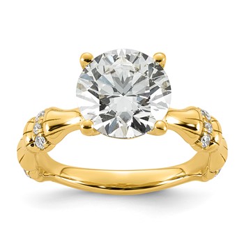 14ky 3 1/8ct Certified Round Center Lab Grown Diamond VS+ F+ Comp Ring