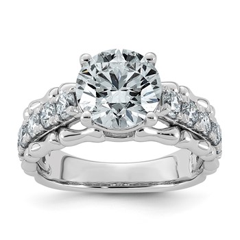 14kw 3 3/8ct Cert Round Center Lab Grown Diamond VS+ F+ Comp Ring