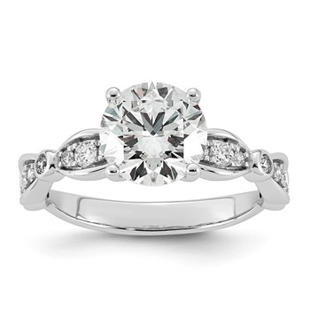 14kw 2 1/4ct Cert Round Center Lab Grown Diamond VS+ F+ Comp Ring