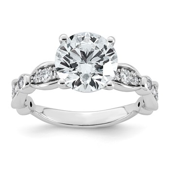 14kw 2 7/8ct Cert Round Center Lab Grown Diamond VS+ F+ Comp Ring