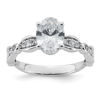 14kw 1 3/4ct Cert Oval Center Lab Grown Diamond VS+ F+ Comp Ring