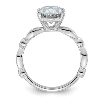 14kw 3 1/3ct Cert Oval Center Lab Grown Diamond VS+ F+ Comp Ring — alternate view