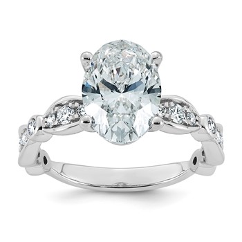 14kw 3 1/3ct Cert Oval Center Lab Grown Diamond VS+ F+ Comp Ring