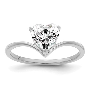 True Origin 14k White Gold 1 carat Lab Grown Diamond VS+ F+ Heart Solitaire Complete Ring