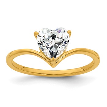 True Origin 14k Yellow Gold 1 carat Lab Grown Diamond VS+ F+ Heart Solitaire Complete Ring