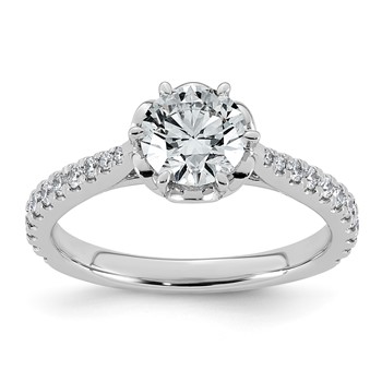 14kw 1 1/3ct Cert Round Center Lab Grown Dia VS+ F+ 6-Prong Comp Ring