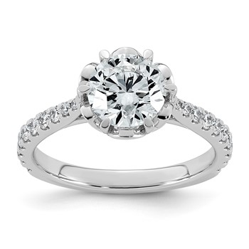 14kw 1 7/8ct Cert Round Center Lab Grown Dia VS+ F+ 6-Prong Comp Ring