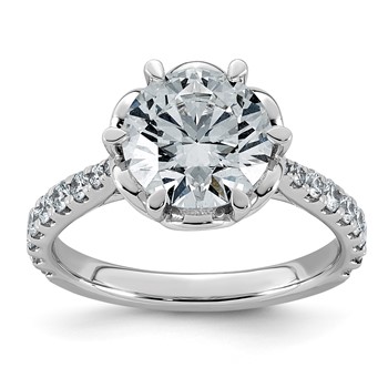 14kw 3ct Cert Round Center Lab Grown Dia VS+ F+ 6-Prong Comp Ring