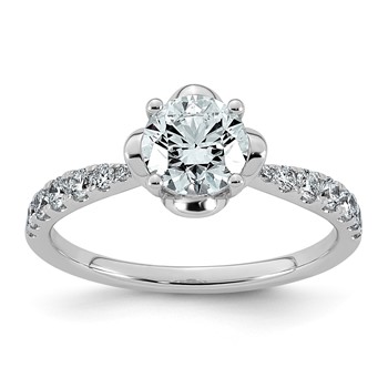 14kw 1 1/4ct Cert Round Center Lab Grown Dia VS+ F+ 4-Prong Comp Ring