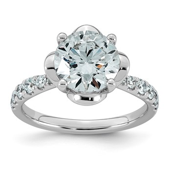 14kw 2 7/8ct Cert Round Center Lab Grown Dia VS+ F+ 4-Prong Comp Ring