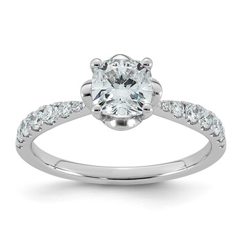 14kw 1 1/3ct Cert Cushion Center Lab Grown Dia VS+ F+ 4-Prong Comp Ring