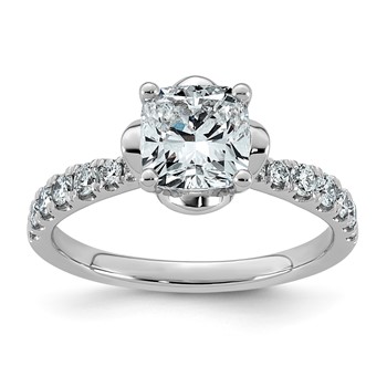 14kw 1 7/8ct Cert Cushion Center Lab Grown Dia VS+ F+ 4-Prong Comp Ring