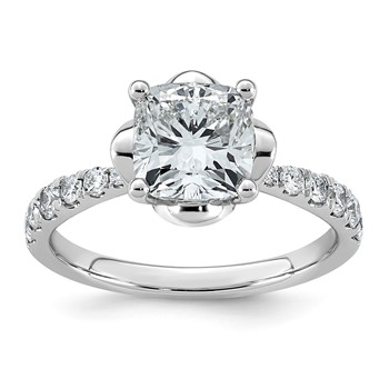 14kw 2 1/3ct Cert Cushion Center Lab Grown Dia VS+ F+ 4-Prong Comp Ring