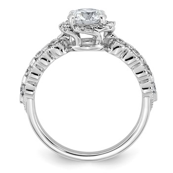 14kw 1 1/3ct Cert Round Center Lab Grown Dia VS+ F+ Floral Halo Comp Ring — alternate view