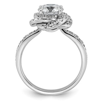 14kw 2ct Cert Round Center Lab Grown Dia VS+ F+ Swirl Halo Comp Ring — alternate view