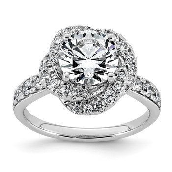 14kw 2 5/8ct Cert Round Center Lab Grown Dia VS+ F+ Swirl Halo Comp Ring