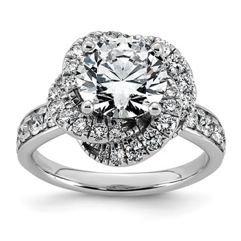 14kw 3 1/3ct Cert Round Center Lab Grown Dia VS+ F+ Swirl Halo Comp Ring