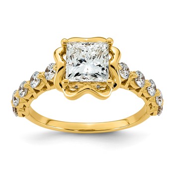 14ky 2 1/4ct Cert Princess Center Lab Grown Dia VS+ F+ Comp Ring