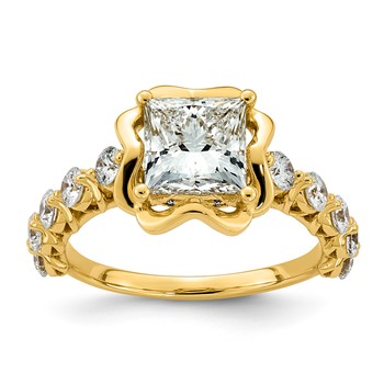 14ky 2 7/8ct Cert Princess Center Lab Grown Dia VS+ F+ Comp Ring