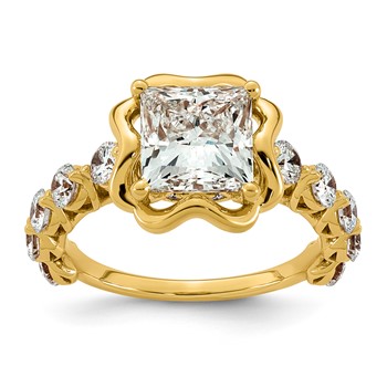 14ky 3 5/8ct Cert Princess Center Lab Grown Dia VS+ F+ Comp Ring