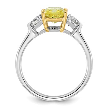 Emma Grace 14K Two-Tone 2 1/2 carat Certified Lab Grown Diamond VS+ Long Cushion Vivid Yellow & VS+ F+ Trapezoid Complete Ring — alternate view