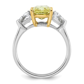 Emma Grace 14K Two-Tone 4 carat Certified Lab Grown Diamond VS+ Long Cushion Vivid Yellow & VS+ F+ Trapezoid Complete Ring — alternate view