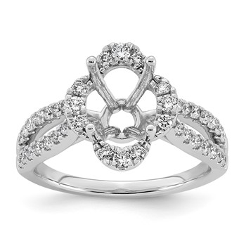 14kw 1/2ct Lab Grown Dia VS+ F+ Oval Center Semi Eng Ring