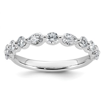 14kw 7/8ct Lab Grown Dia VS+ F+ Round & Pear Comp Wedding Band