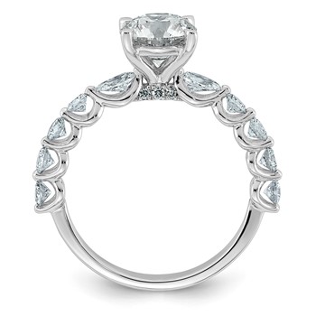 14k White Gold 2 1/4 carat Certified Lab Grown Diamond VS+ F+ Round Center with Round & Pear Sides Complete Engagement Ring — alternate view