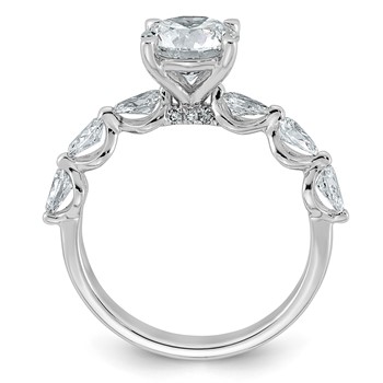 14k White Gold 2 1/5 carat Certified Lab Grown Diamond VS+ F+ Round Center with Pear Sides Complete Engagement Ring — alternate view