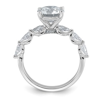 14k White Gold 2 3/4 carat Certified Lab Grown Diamond VS+ F+ Round Center with Pear Sides Complete Engagement Ring — alternate view