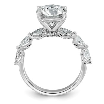 14k White Gold 3 7/8 carat Certified Lab Grown Diamond VS+ F+ Round Center with Pear Sides Complete Engagement Ring — alternate view