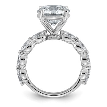 14k White Gold 5 1/2 carat Certified Lab Grown Diamond VS+ F+ Round Center with Oval Sides Complete Engagement Ring — alternate view