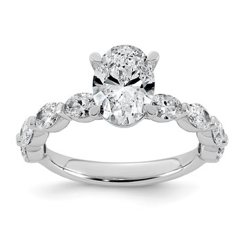 14kw 2 5/8ct Cert Oval Ctr Lab Grown Dia VS+ F+ w/ Oval Sides Comp. Ring