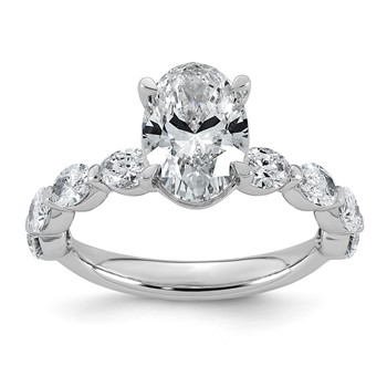 14kw 3ct Cert Oval Ctr Lab Grown Dia VS+ F+ w/ Oval Sides Comp Ring