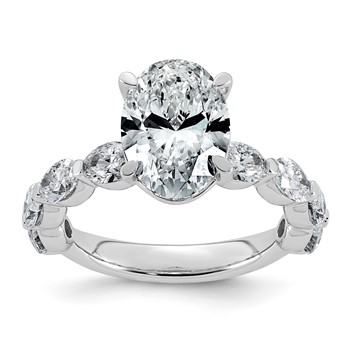 14kw 4 1/2ct Cert Oval Ctr Lab Grown Dia VS+ F+ w/ Oval Sides Comp Ring