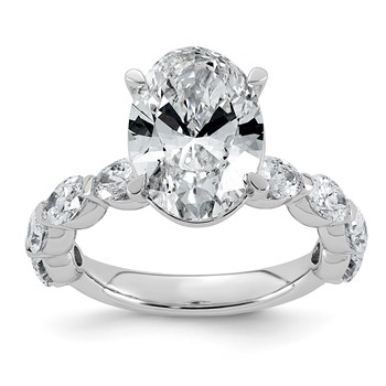 14kw 5 1/2ct Cert Oval Ctr Lab Grown Dia VS+ F+ w/ Oval Sides Comp Ring