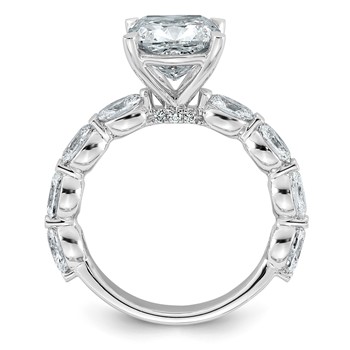 14kw 4 1/2ct Cert Cushion Ctr LabGrown Dia VS+ F+ w/ Oval Sides Comp Ring — alternate view