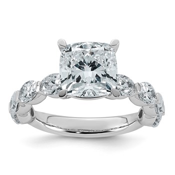 14kw 4 1/2ct Cert Cushion Ctr LabGrown Dia VS+ F+ w/ Oval Sides Comp Ring