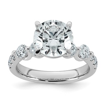 14kw 3 7/8ct Cert Rd Ctr Lab Grown Dia VS+ F+ w/ Round Sides Comp Ring