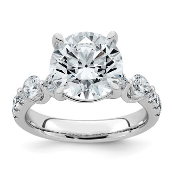 14kw 5ct Cert Rd Ctr Lab Grown Dia VS+ F+ w/ Round Sides Comp Ring