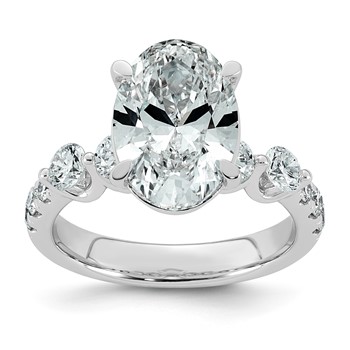 14kw 4 7/8ct Cert Oval Ctr Lab Grown Dia VS+ F+ w/ Round Sides Comp Ring