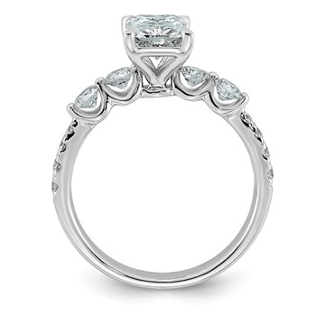 14k White Gold 2 1/6 carat Certified Lab Grown Diamond VS+ F+ Radiant Center with Round Sides Complete Ring — alternate view